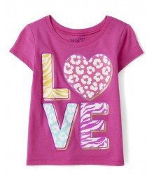 Childrens Place Pink Love Girls Graphic Tee